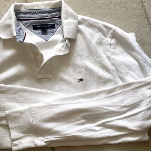 Tommy Hilfiger White Polo Long Sleeve S - Picture 1 of 4